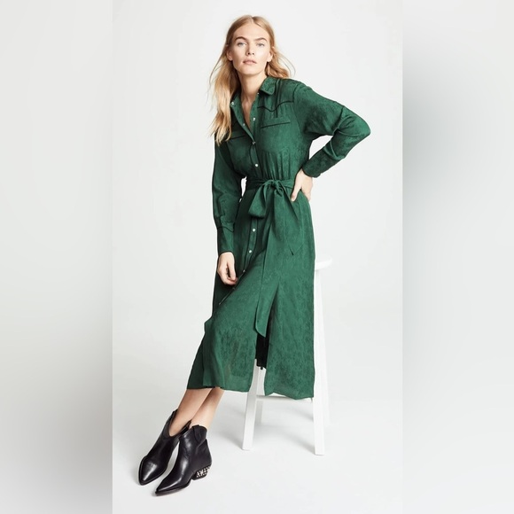 New! Veronica Beard Spur Western Silk Dress in Green 💚 size 8 NWT! - Picture 3 of 7